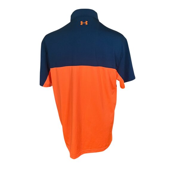 Under Armour Men's Navy Orange Heatgear Performance Polo Shirt Large - Picture 5 of 7
